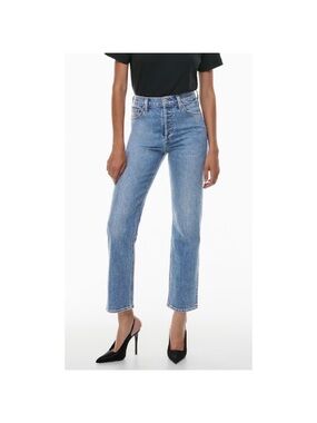 Denim Forum size 24 the Arlo High Rise Straight Jeans 30L Button Fly Aritzia